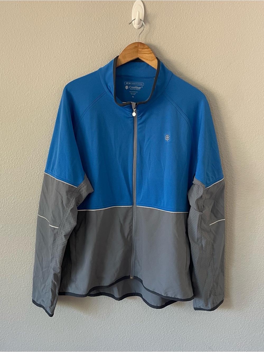 Coolibar Suntect Jacket Men XL Blue Gray Active UPF 50+ 3D Full Zip Long Sleeve